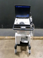 GE LOGIQ E PORTABLE ULTRASOUND MACHINE WITH 2 PROBES (L4-12T, L8-18I) (SERIAL# 6010707WX0) (DOM: 2018-01-25)