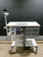 OLYMPUS ENDOSCOPY SYSTEM TO INCLUDE EVIS EXERA III CV-190 VIDEO PROCESSOR WITH MAJ-1921 KEYBOARD, CLV-190 LIGHT SOURCE ON CART