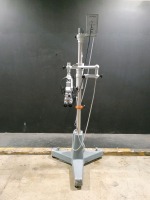 CARL ZEISS OPMI 1-F SURGICAL MICROSCOPE TO INCLUDE SINGLE MOUNT BINOCULAR WITH EYEPIECES BOTH (12,5X) BOTTOM LENSE (F 250) ON STAND