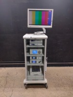 STRYKER ENDOSCOPY SYSTEM TO INCLUDE 1588 AIM CAMERA CONTROL UNIT, L9000 LIGHT SOURCE, SDC CLASSIC HD CAPTURE DEVICE, SYNK WIRELESS TRANSMITTER, PNEUMO SURE HIGH FLOW INSUFFLATO, SDP1000 PRINTER & VISION ELECT HD MONITOR ON CART