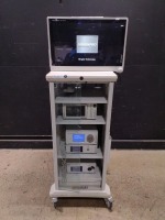 STRYKER ENDOSCOPY SYSTEM TO INCLUDE 1488 HD CAMERA CONTROL UNIT, L9000 LIGHT SOURCE, SDC ULTRA INFORMATION MANAGEMENT SYSTEM, PNEUMO SURE HIGH FLOW INSUFFLATOR & VISION PRO LED MONITOR ON CART