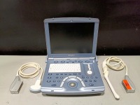 GE VOLUSON I PORTABLE ULTRASOUND MACHINE WITH 2 PROBES (4C RS, E8C RS) (SERIAL# B05450) (DOM: 7/2015)