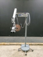 CARL ZEISS OPMI 1-FC SURGICAL MICROSCOPE TO INCLUDE SINGLE MOUNT BINOCULARS WITH EYEPIECES BOTH (20X) BOTTOM LENSE (F 400)