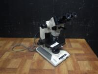 OLYMPUS BH-2 MICROSCOPE WITH 10X EYEPIECES, AND 6 OBJECTIVES: 10, 40, 100