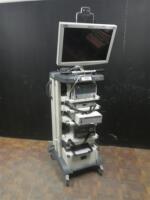 STORZ ENDO CART WITH HD MONITOR, 26430520 SCB ENDOFLATOR, 20204520 ACB AIDA DVD-M, 22201020 CAMERA CONSOLE, 20133120 LIGHT SOURCE, AND PRINTER