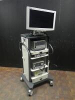 STORZ ENDO CART WITH LED HD MONITOR, 20205520 AIDA HD CONNECT, 22201020 CAMERA CONSOLE, 20133120 LIGHT SOURCE, AND PRINTER