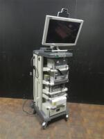 STORZ ENDO CART WITH HD MONITOR, 26432020 SCB THERMOFLTOR, 20205520 AIDA HD CONNECT, 22201020 CAMERA CONSOLE, 20133120 LIGHT SOURCE, AND PRINTER