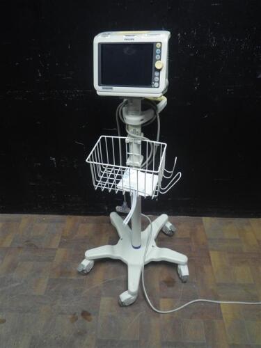 PHILIPS SURE SIGNS VM4 VITAL SIGN MONITOR ON ROLLING STAND