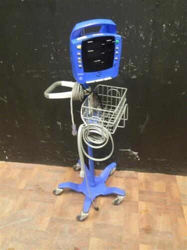 GE PROCARE VITAL SIGN MONITOR ON ROLLING STAND