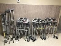 LOT OF 11 WALKERS & 3 CRUTCHES