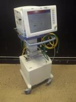 DRAGER EVITA XL VENTILATOR WITH NEOFLOW & AIR COMPRESSER ON ROLLING STAND