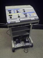 CONMED CORP. SYSTEM 7500 ESU SYSTEM WITH FOOTSWITCHES ON CART