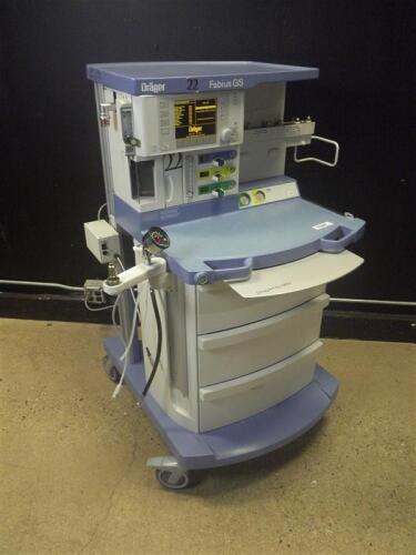 DRAGER FABIUS GS ANESTHESIA MACHINE WITH (VOLUME CONTROL, PRESSURE CONTROL, PRESSURE SUPPORT, MAN SPONT)