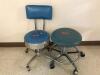 LOT OF 2 ROLLING EXAM STOOLS