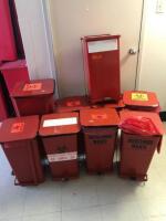 LOT OF 9 FOOT OPERATED BIOHAZARD WASTE BINS