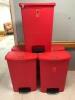 LOT OF 5 FOOT OPERATED BIOHAZARD WASTE BINS