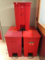 LOT OF 5 FOOT OPERATED BIOHAZARD WASTE BINS