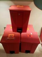 LOT OF 5 FOOT OPERATED BIOHAZARD WASTE BINS