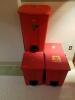 LOT OF 5 FOOT OPERATED BIOHAZARD WASTE BINS