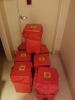 LOT OF 7 FOOT OPERATED BIOHAZARD WASTE BINS