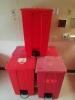 LOT OF 5 FOOT OPERATED BIOHAZARD WASTE BINS