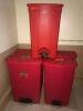 LOT OF 5 FOOT OPERATED BIOHAZARD WASTE BINS