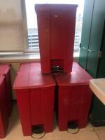 LOT OF 5 FOOT OPERATED BIOHAZARD WASTE BINS