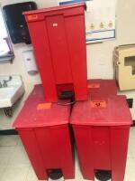 LOT OF 5 FOOT OPERATED BIOHAZARD WASTE BINS