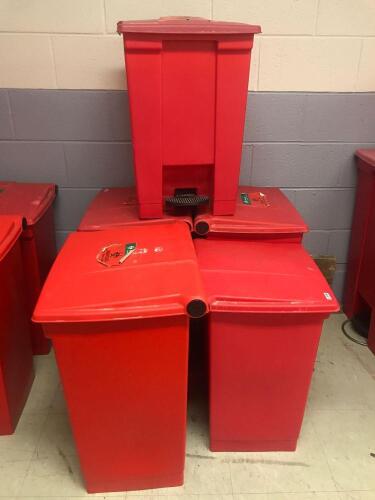 LOT OF 5 FOOT OPERATED BIOHAZARD WASTE BINS