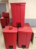 LOT OF 5 FOOT OPERATED BIOHAZARD WASTE BINS