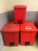 LOT OF 5 FOOT OPERATED BIOHAZARD WASTE BINS