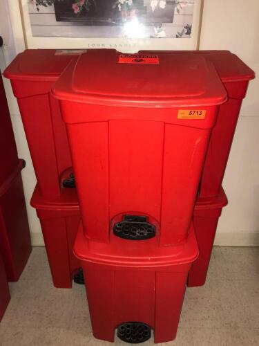 LOT OF 6 FOOT OPERATED BIOHAZARD WASTE BINS