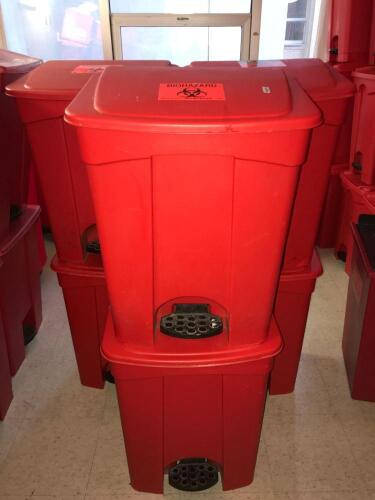 LOT OF 6 FOOT OPERATED BIOHAZARD WASTE BINS