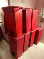 LOT OF 7 FOOT OPERATED BIOHAZARD WASTE BINS