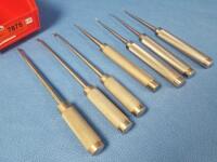 LOT OF 7 STRAIGHT AND ANGLED BONE CURETTES