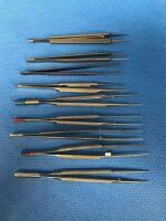 LOT OF ASSORTED MICRO RING AND OPTHALMIC FORCEPS