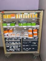 CART AND CONTENTS TO INCLUDE: ASSORTED POWDER FREE GLOVES, PROTEXIS, 130307A, SURGEONS VEST LOCATION: 221