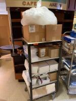 CART AND CONTENTS INCLUDING: ASSORTED TUBING, PERCISION PIPETTE TIPS, AND BLANK TERASAKI TRAYS LOCATION: 2 CAF.