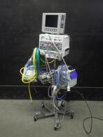 VIASYS BEAR CUB 750PSV INFANT VENTILATOR ON ROLLING STAND