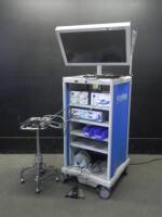 CONMED/LINVATEC ENDOSCOPY SYSTEM TO INCLUDE: IM3300 CAMERA CONTROL UNIT WITH IM3330R CAMERA HEAD, LS7500R LIGHT SOURCE, D3000 CONTROLLER (D9924 ADVANTAGE TURBO SHAVER, D9824 ADVANTAGE SHAVER, FOOTSWITCH), 10K ARTHROSCOPY PUMP, 32 INCH HD RADIANCE MONITOR,