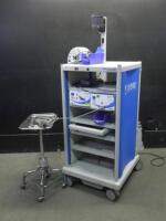 CONMED LINVATEC ENDOSCOPY SYSTEM TO INCLUDE: IM3300 CAMERA CONTROL UNIT WITH IM3330R CAMERA HEAD, LIGHT SOURCE, 10K ARTHROSCOPY PUMP, 26 INCH LED MONITOR, TOWER