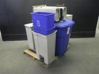 LOT OF TRASH BINS