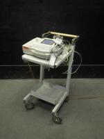GE MAC 1200 ECG/EKG MACHINE WITH PATIENT CABLES ON ROLLING CART