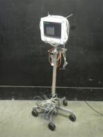 PHILIPS INTELLIVUE MP50 PATIENT MONITOR WITH CABLES ON ROLLING STAND