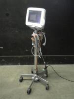 PHILIPS INTELLIVUE MP50 PATIENT MONITOR WITH CABLES ON ROLLING STAND
