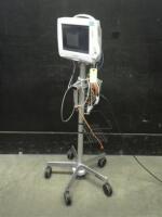 PHILIPS INTELLIVUE MP50 PATIENT MONITOR WITH CABLES ON ROLLING STAND