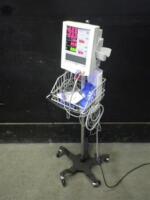 DATASCOPE ACCUTORR PLUS PATIENT MONITOR WITH CABLES (SPO2, BP) ON ROLLING STAND