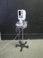 DATASCOPE ACCUTORR PLUS PATIENT MONITOR WITH CABLES (SPO2, BP) ON ROLLING STAND
