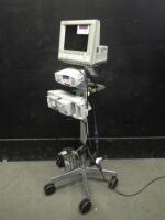 RAD-87/M1204A MONITORING SYSTEM TO INCLUDE: CMS24 OMNICARE PATIENT MONITOR, RAD-87 PULSE OX, MODULE RACK ON ROLLING STAND