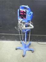 GE DINAMAP DPC400N PROCARE VITAL SIGNS MONITOR WITH CABLES (SPO2, BP) ON ROLLING STAND
